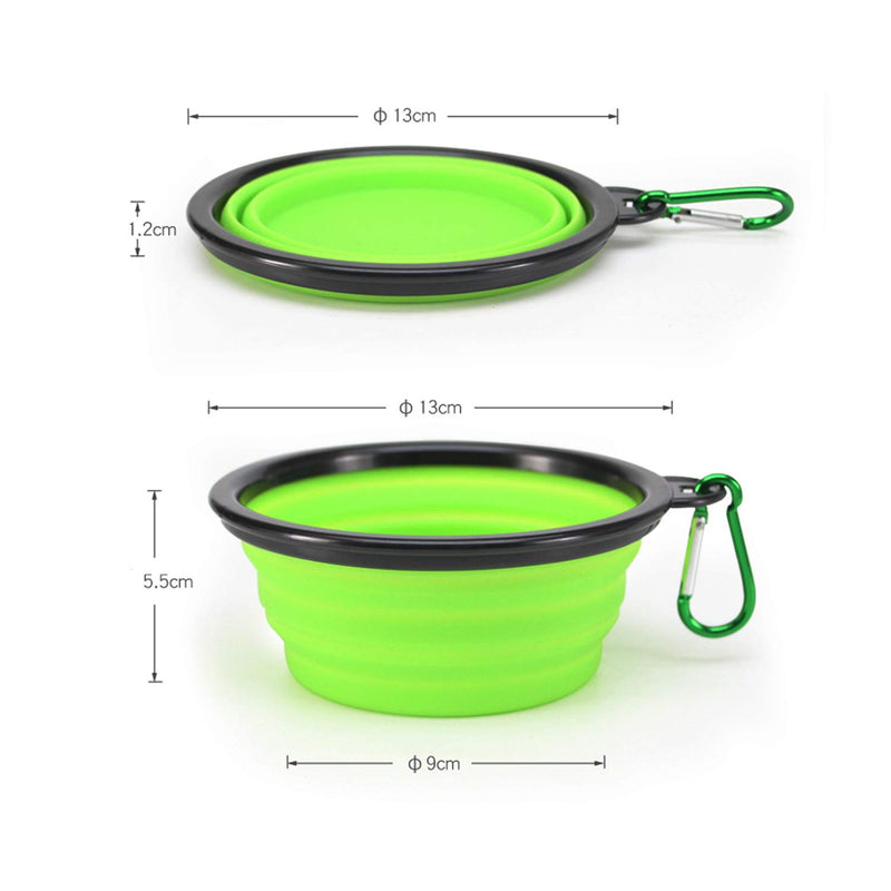 2 foldable travel bowls for pets, 2 silicone food bowls, portable pet drinking bowls. A folding travel bowl suitable for dogs, a food bowl that can be carried around - PawsPlanet Australia