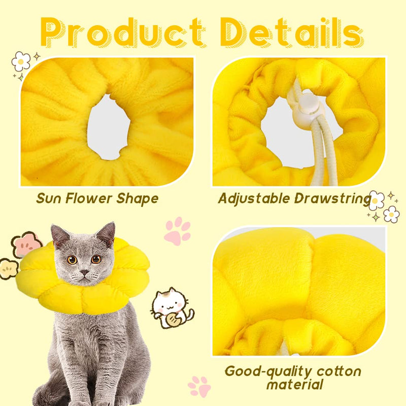 Cat Neck Brace with Adjustable Cute Sunflower Collar Cat Pets Protective Collar Cat Neck Brace Cat Cone Collar Anti Scratches for Kittens Puppies Rabbits (M) - PawsPlanet Australia