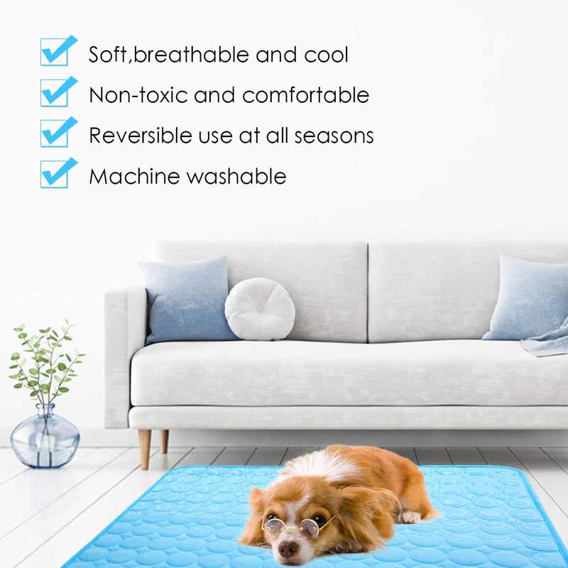 Dog Cooling Mat, Pet Cooling Pads for Dogs, Summer Cooling Bed for Cats, Portable Pet Cooling Cushion for Home or Outdoor 40x28IN Blue - PawsPlanet Australia