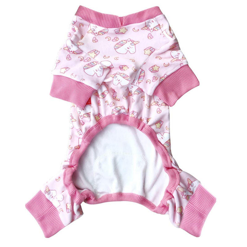 kyeese Dog Pajama Unicorn Soft Material Stretchable Dog Pajamas Onesie Pet Pjs Dog Clothes XS (3-4.5lbs) Pink (Unicorn) - PawsPlanet Australia