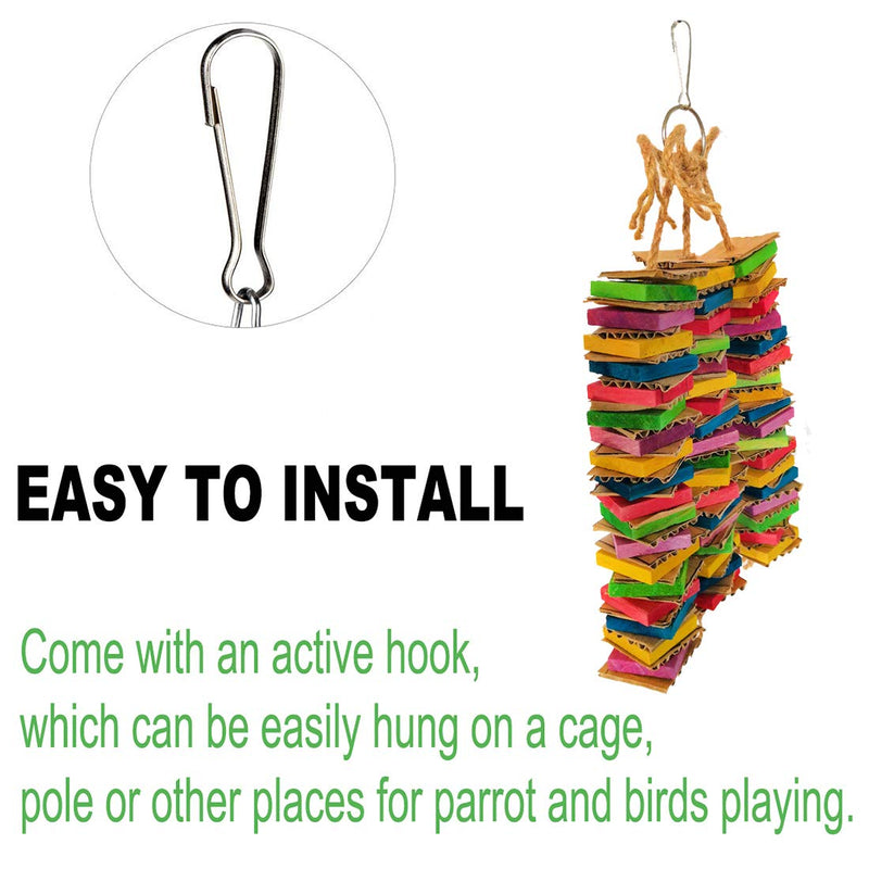 [Australia] - Coppthinktu Parrot Toys for Large Birds, Cardboard Big Bird Toys African Grey Parrot Toys Natural Wooden Bird Cage Chewing Toy with Clip for Small Medium and Large Parrots and Birds cardboard parrot toy 