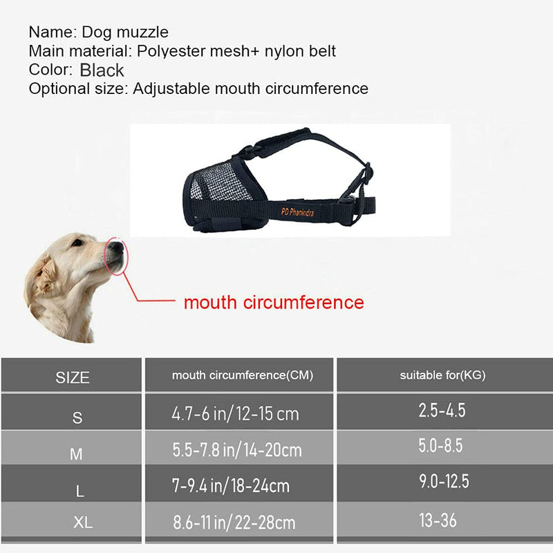 Phanindra Dog Muzzle Soft Muzzle Anti-Biting Barking Secure，Comfortable Breathable Prevent Falling Off Pets Muzzle for Small Medium Large Dogs Black - PawsPlanet Australia