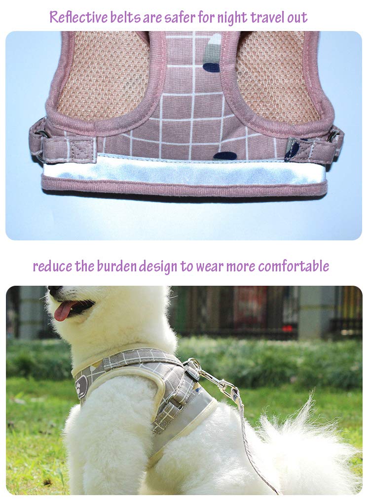 [Australia] - Ciyar Harness for Small Dog Pet Puppy Vest Reflective Belt with Leash Soft Comfort Mesh XS- under 3.3 lbs Pink-01 