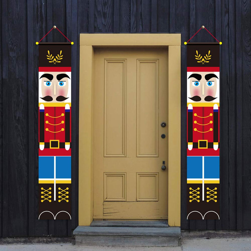 MinLia 2 PCS Christmas Walnut Soldier Knight Door Curtain Hanging Banner, Outdoor Christmas Decorations - PawsPlanet Australia