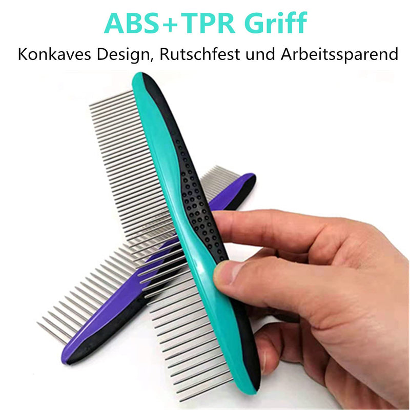 Metal Dog Comb, Stainless Steel Pet Comb Pet Grooming Comb Rounded Teeth Dog Comb for Large, Medium and Small Dogs and Cats with Tangled Short Long Hair (Purple) Purple - PawsPlanet Australia