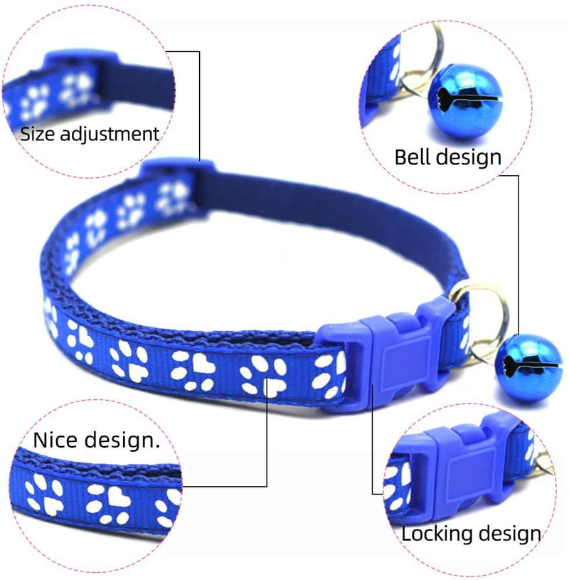 AOSEA 6 Pack Adjustable Cat Collar with Bell, Reflective Strap, Safety Quick Release Buckle, Suitable for Cats and Small Dogs 19-32cm - PawsPlanet Australia