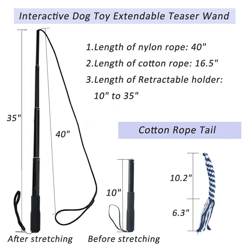 GOOSEEN Dog Flirt Pole Interactive Dog Tug Toy Extendable Dog Teaser Wand with 1 Cotton Rope Durable Telescopic Lure Stick for Dog Pet Toys for Training & Exercise - PawsPlanet Australia