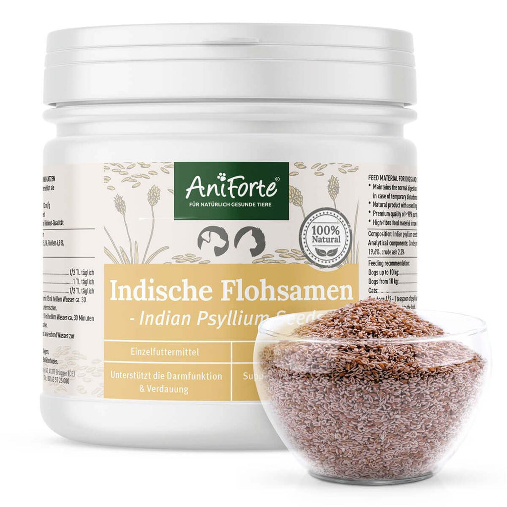 AniForte psyllium for dogs and cats 250g - rich in fiber and mucilage, Indian raw food quality, cleansing the gastrointestinal tract, for overweight, single feed 250 g - PawsPlanet Australia