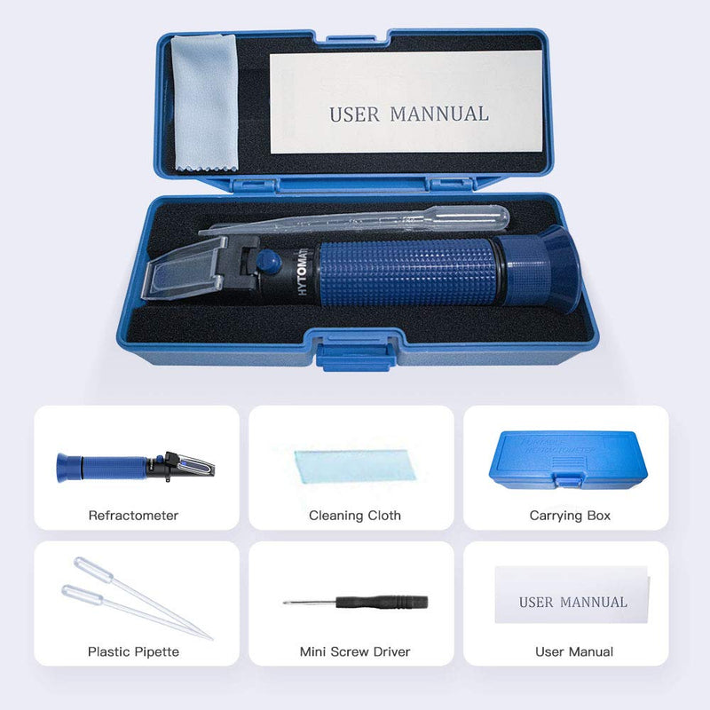 HYTOMATO Salinity Refractometer for Aquarium, Salinity Tester with ATC and Dual Scale: 0-100‰ & 1.000-1.070 Specific Gravity, Saltwater Tester for Seawater, Pool, Fish Tank - PawsPlanet Australia