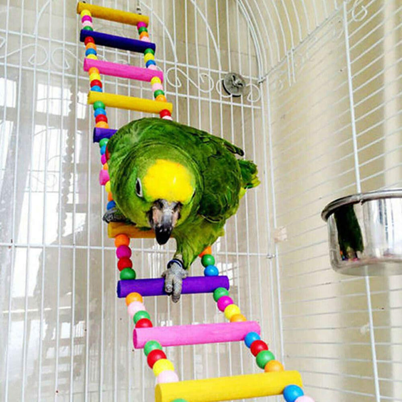 Bird Cages Accessories, 10pcs Colorful Bird Perch Stand Platform, Wooden Ladders Hammock, Swings Bird Parrot Toys with Bells for Small Medium Parrots，Conures, Cockatiels, Budgie, and Lovely Birds - PawsPlanet Australia