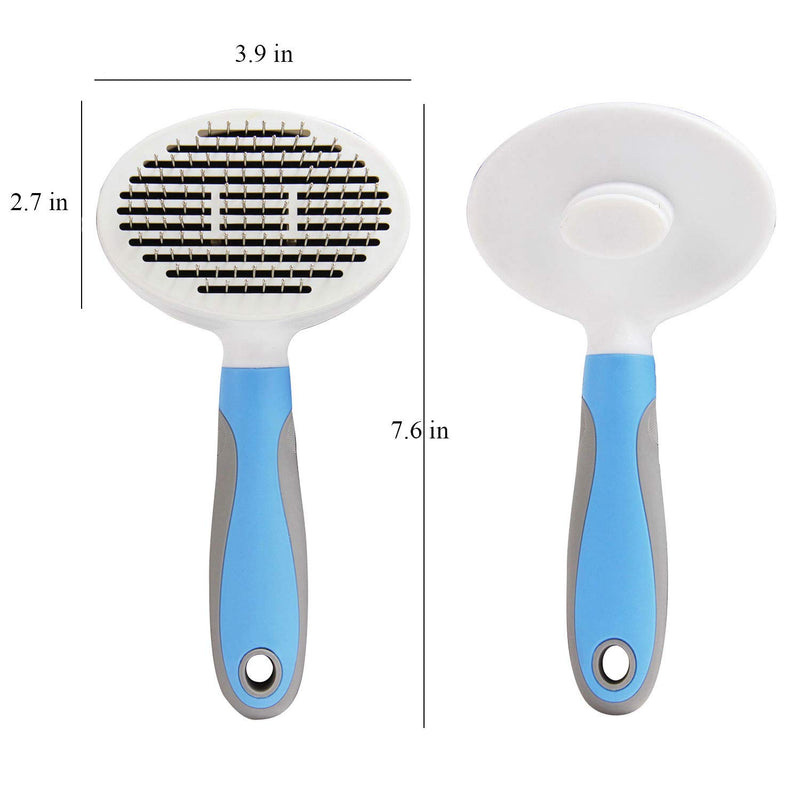 WLTHO Pet Grooming Brush for Cat and Dog, Self-cleaning Slicker Brush for Grooming and Shedding Gently & Effectively for Any Long or Short Haired Pets, Blue - PawsPlanet Australia