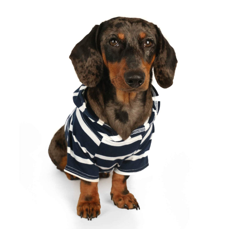 DJANGO Dog Hoodie and Super Soft and Stretchy Sweater with Elastic Waistband and Leash Portal X-Small Navy - PawsPlanet Australia