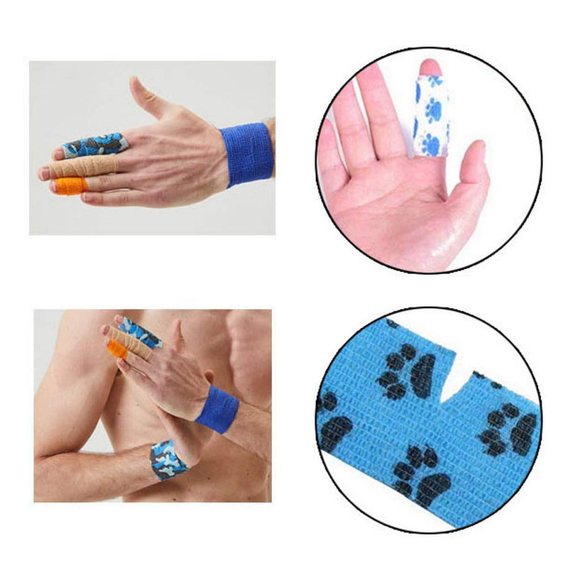 kuou 6 Rolls Pet Vet Wrap, 5cm x 4.5m Self-Adhesive Pet Elastic Bandage Injury Wrap Tape for Wrist, Ankle Sprains & Swelling (Random Design and Colours Delivered) - PawsPlanet Australia