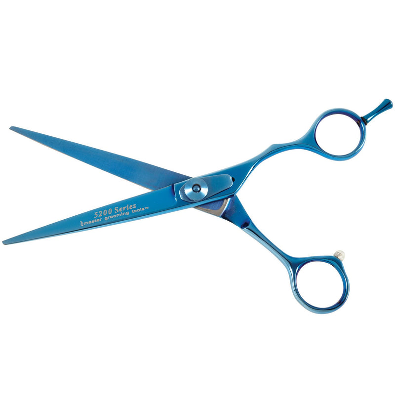 [Australia] - Master Grooming Tools 5200 Blue Titanium Shears — High-Performance Shears for Grooming Dogs - Straight, 6½" 