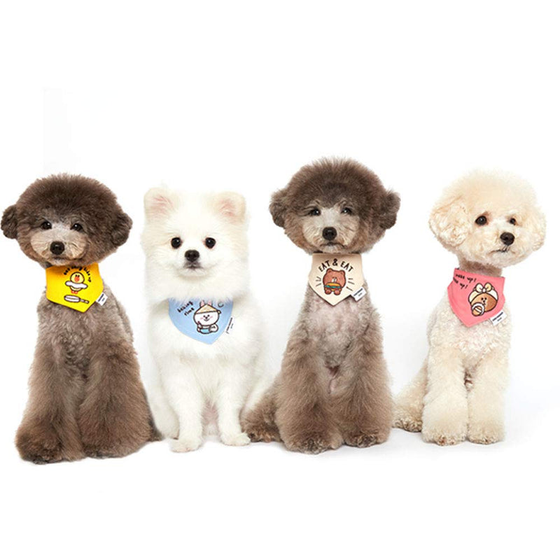 [Australia] - ODD PET Line Friends Belt Scarf- Dog Scarf Bandana – Character Scarf for Dog – Character Embroidery – Easy to Put on Choco 