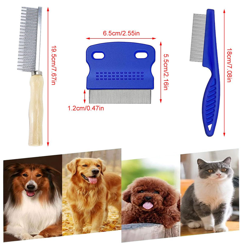 Flea Comb for Cats & Dogs, Lice Comb, Dust Comb for Cats Dogs, Pet Grooming Combs, Stainless Steel Pet Comb, for Combing, Detangling, Detangling and Removing Fleas and Lice, Pack of 4, Butyeak - PawsPlanet Australia