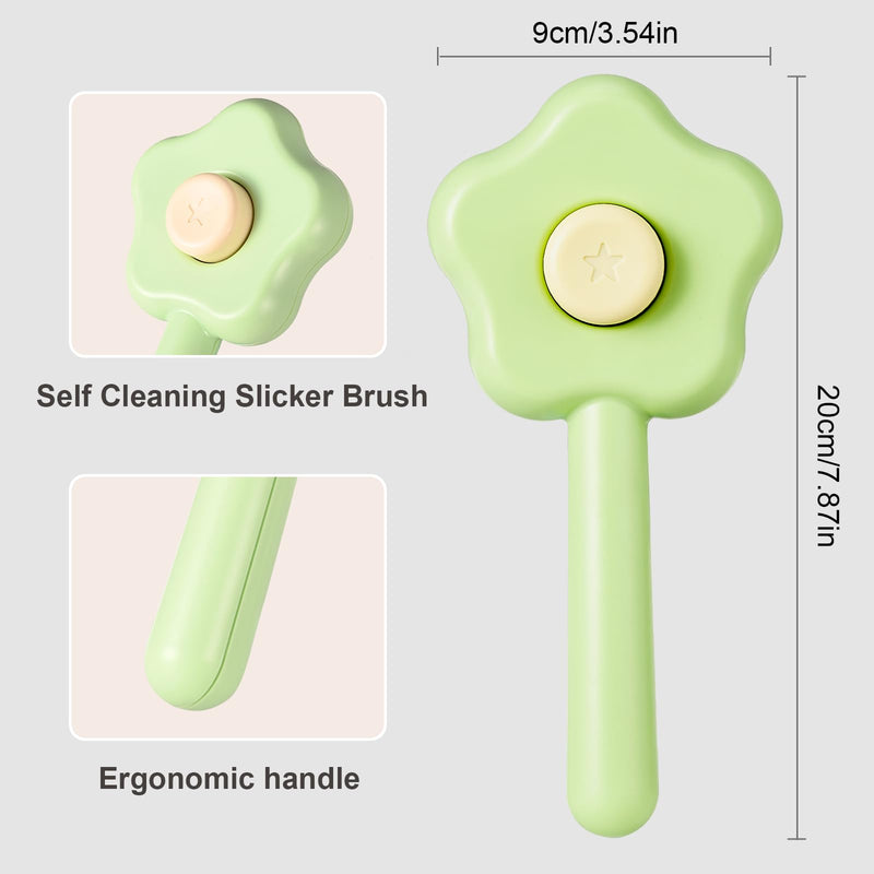 Carehabi Cat Brush - Pet Dog Brush Cat Brush, Hair Remover Pet Brush for Long Hair and Short Hair, Clean Pet Hair from the Brush with One Button (Green) - PawsPlanet Australia