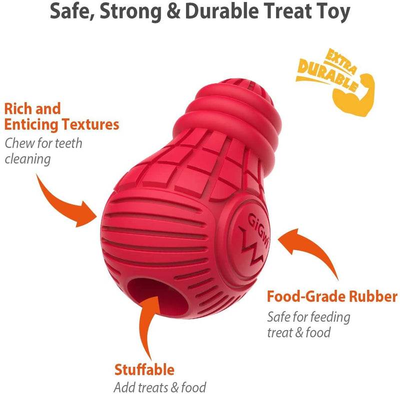 GiGwi Durable Natural Rubber - Chew Toy, Feeding Bulb (Large, Red) Large - PawsPlanet Australia