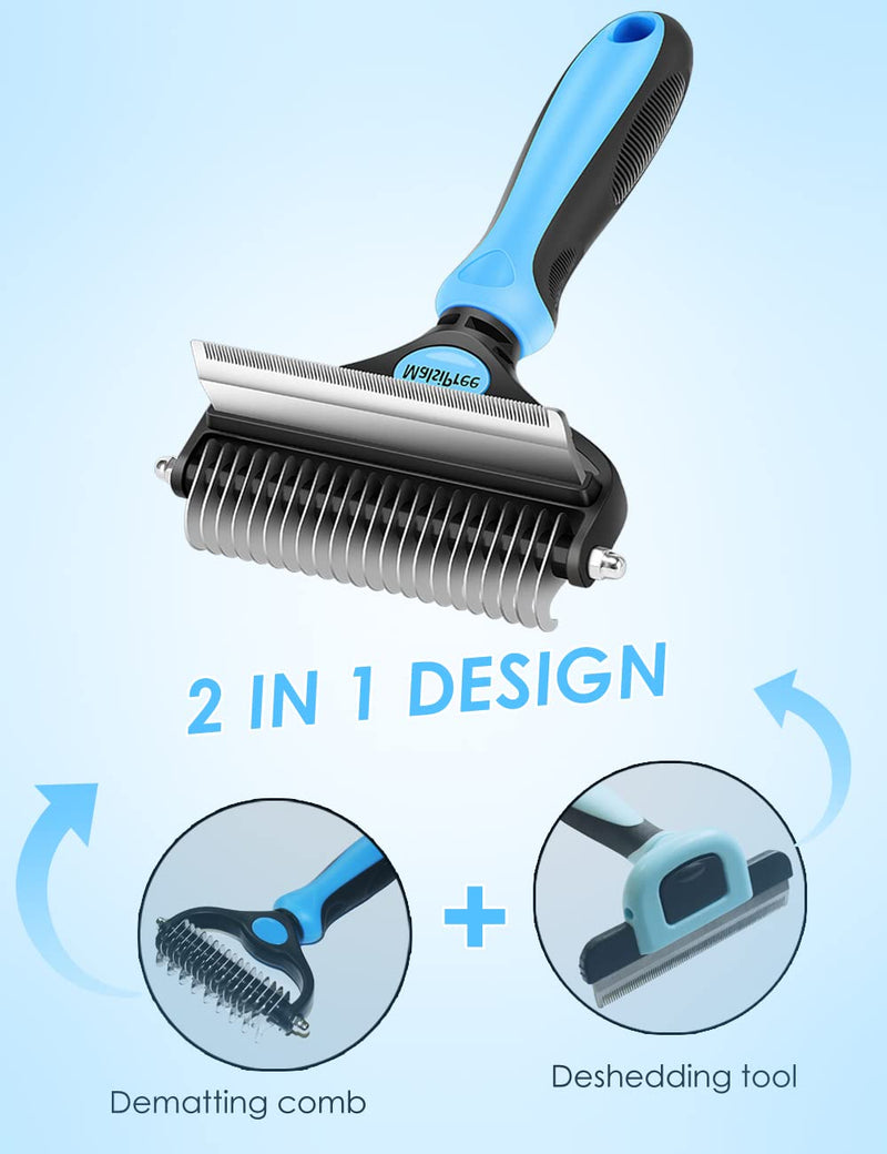 MalsiPree Pet Grooming Brush for Dogs/Cats, 2 in 1 Deshedding Tool & Dematting Undercoat Rake for Mats & Tangles Removing, Reduces Shedding by up to 95%, Great for Short to Long Hair Breeds S Blue - PawsPlanet Australia