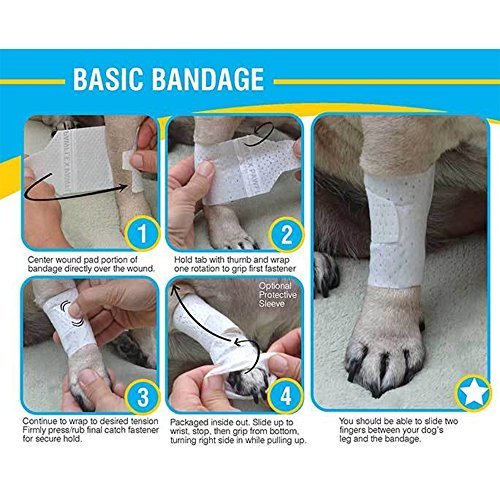 PawFlex Basic Leg Bandages for Dogs, Cats, Pets -First- aid Non Adhesive Fur Friendly, Soft Stretch Wound Care, hot Spots, Fungus, Adjustable Fastening Strap Value Pack XS 10-Pack - PawsPlanet Australia