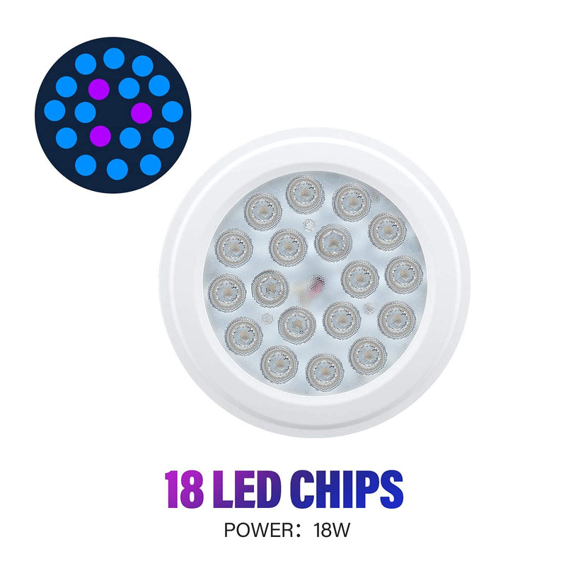 Luxbird 18W Waterproof Professional PAR38 LED Aquarium Light Bulb with 2 Band Spectrum Enhancement Blue Light Bulb 430nm 460nm for Refugium Saltwater Fish Tank Indoor Veg Plants Growth and Corals Reef - PawsPlanet Australia