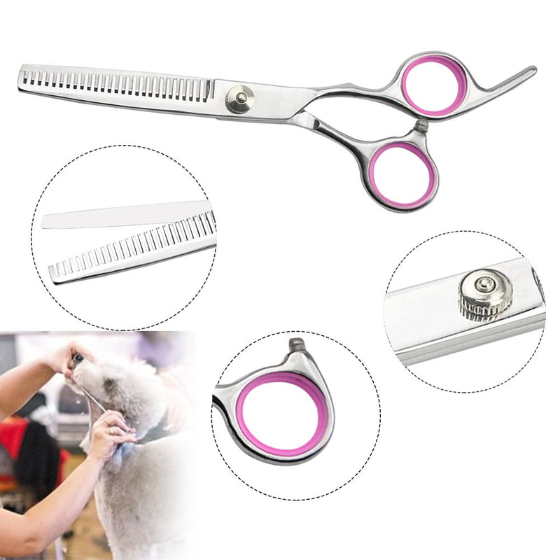 [Australia] - LILYS PET 5 PCS Round Tips Pet Grooming Scissors Kit for Dogs Cats Body Face Ear Nose Paw,6.5" Straight Scissor,6.5" Thinning Scissor,5.5" Straight Scissor, 4.5" Face Scissor and Comb 