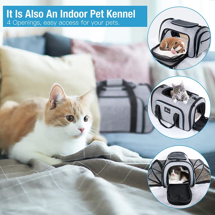 Expandable Pet Carrier for Cat, Kittens, Puppy extendable cat carrier - Travel Friendly with fleece bed - PawsPlanet Australia
