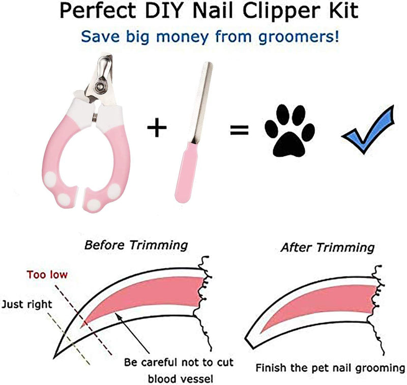 Pet Nail Clipper,With Safety Guard to Avoid Over Cutting,Cat Nail Trimmer with Sturdy Non Slip Handles,Razor Sharp Blade,Professional Pet Nail Clippers for Small and Large Animals (PINK) PINK - PawsPlanet Australia