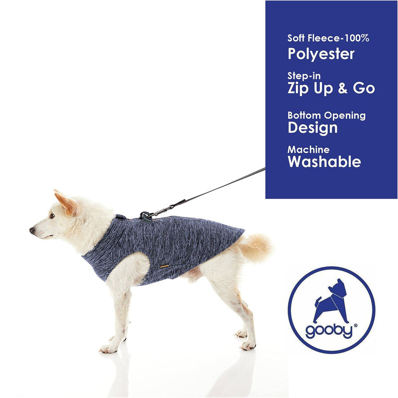 Gooby Zip Up Fleece Dog Sweater - Gray Wash, Large - Warm Pullover Fleece Step-In Dog Jacket with Dual D Ring Leash - Winter Small Dog Sweater - Dog Clothes for Small Dogs Boy and Medium Dogs Large chest (51 cm) - PawsPlanet Australia