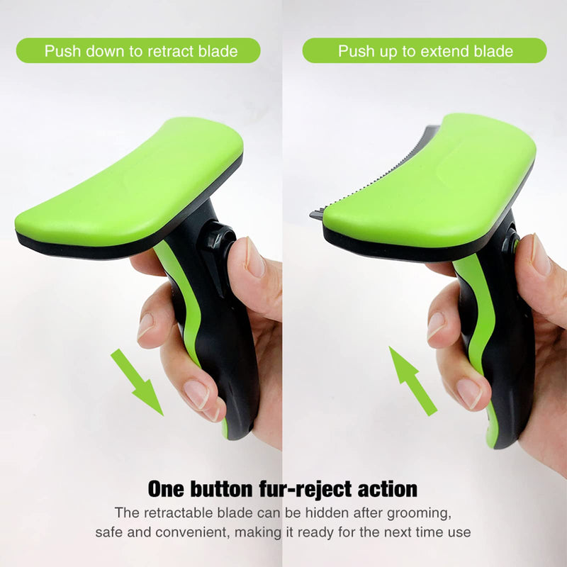 JOYPAWS Pet Grooming Brush Professional Undercoat Deshedding Tool for Dogs and Cats Effectively Reduces Shedding by Up to 95% Self-Cleaning Long or Short Hair Remover Medium Green - PawsPlanet Australia