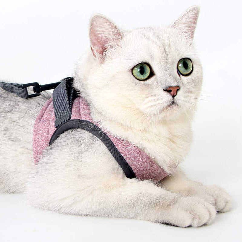 LIANZIMAU Cat Harness and Leash Set,Adjustable Escape Proof Kitten Vest with Running Cushioning Strap,Soft Breathable Ultra Light Cat Walking Jacket with Cationic Fabric S Pink - PawsPlanet Australia
