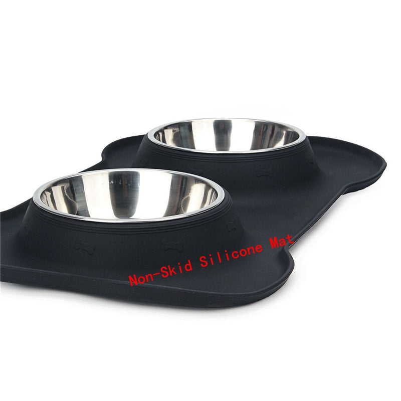 Hubulk Pet Dog Bowls 2 Stainless Steel Dog Bowl with No Spill Non-Skid Silicone Mat + Pet Food Scoop Water and Food Feeder Bowls for Feeding Small Medium Large Dogs Cats Puppies (S, Black) Small(Pack of 1) - PawsPlanet Australia