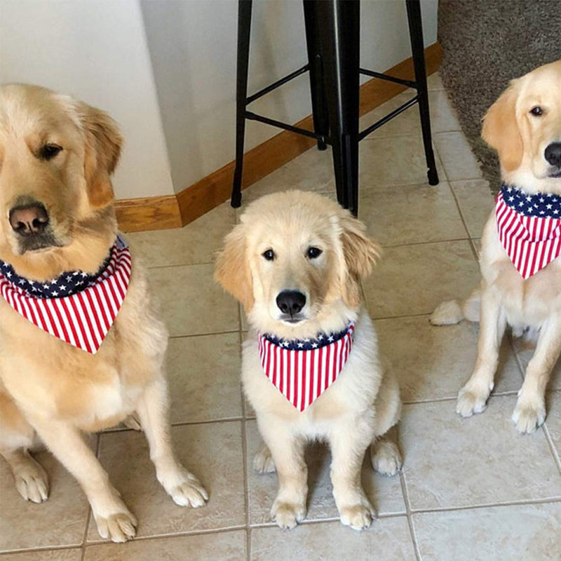 [Australia] - Hotumn American Flag Dog Bandana Reversible Pet Bib USA Flag Scarf Accessories for Medium Large Dogs US Flag Free Size 