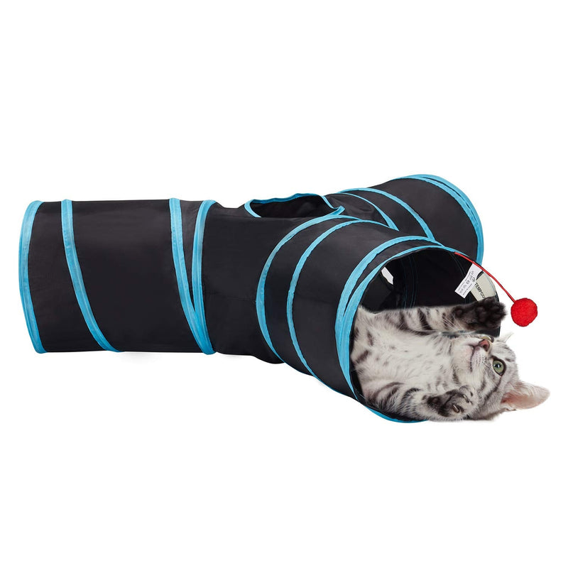 Tempcore Pet Cat Tunnel Tube Cat Toys 3 Way Collapsible, Cat Tunnels for Indoor Cats，Kitty Tunnel Bored Cat Pet Toys Peek Hole Toy Ball Cat, Puppy, Kitty, Kitten, Rabbit 3-Way Blue - PawsPlanet Australia