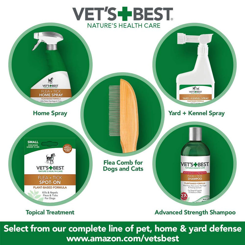 Vet's Best Flea Comb | Real Bamboo with Contour Grip Handle | for Dogs and Cats - PawsPlanet Australia