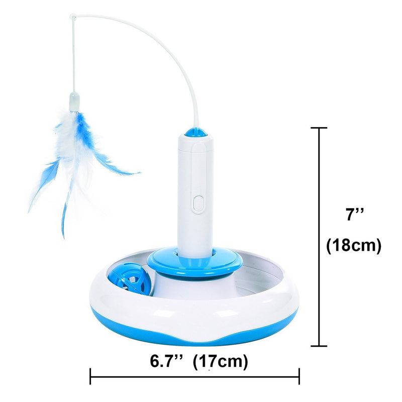 [Australia] - Electric Rotate interactive Cat Toy with Feather Motion Automated Spinning Teaser Kitten Toy 