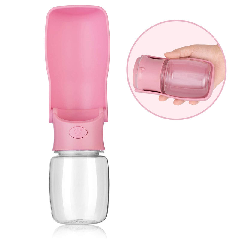 COMTENS Portable Dog Water Bottle for Walking - Leak Proof Foldable Pet Water Bottles Dispenser Bowl Travel Drink Cup for Walking Hiking Traveling Pink - PawsPlanet Australia