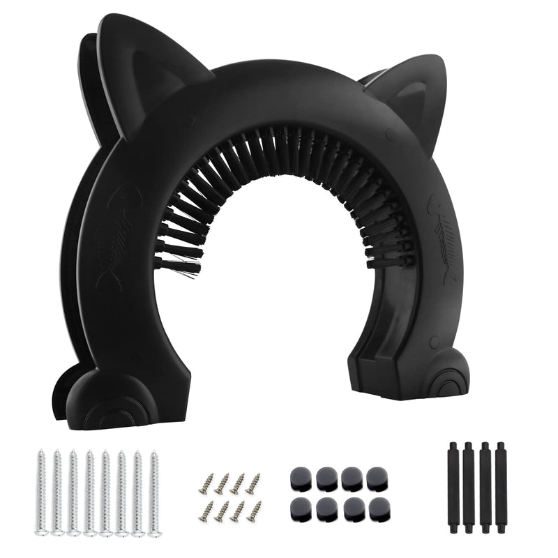 IKUSO Cat Door for Interior Doors ,Kitty Door with Grooming Brush -Removable Beauty Brush,Fit 10kg or Less Cat Pass,10.55"*2.45"*9.05" - PawsPlanet Australia