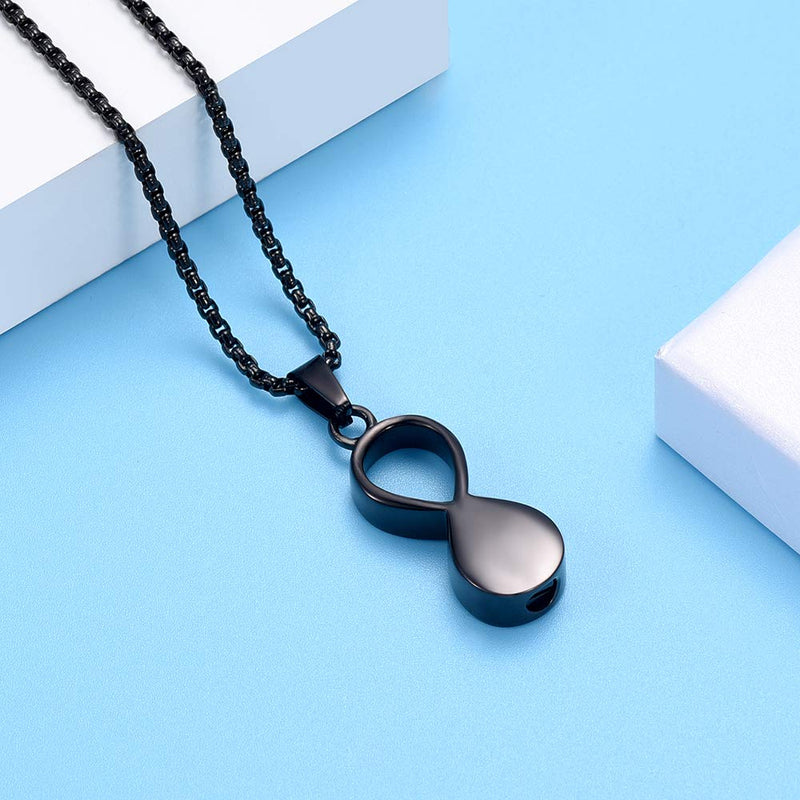 [Australia] - Oinsi Infinity Love Pet Cremation Jewelry for Ashes of Dog/Cat Funeral Keepsake Urn Necklace Pendant Memorial Jewellery Black 