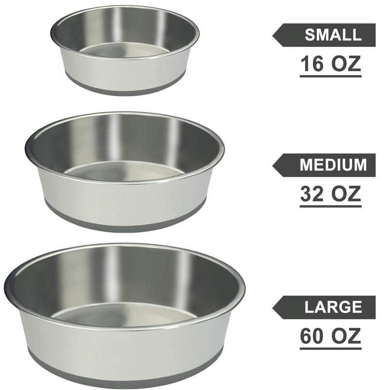 Joytale Stainless Steel Dog Bowl with Rubber Base, Set of 2, Pets Food and Water Non-Slip Bowls for Medium Large Dogs,1900 ML 1900 ML 2 Pack-Gray - PawsPlanet Australia