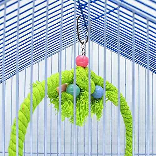 Life Sunshine Bird Parrot Swing Perch Cotton Rope Ring Cage Toy for Small and Medium Pet Bird Green - PawsPlanet Australia