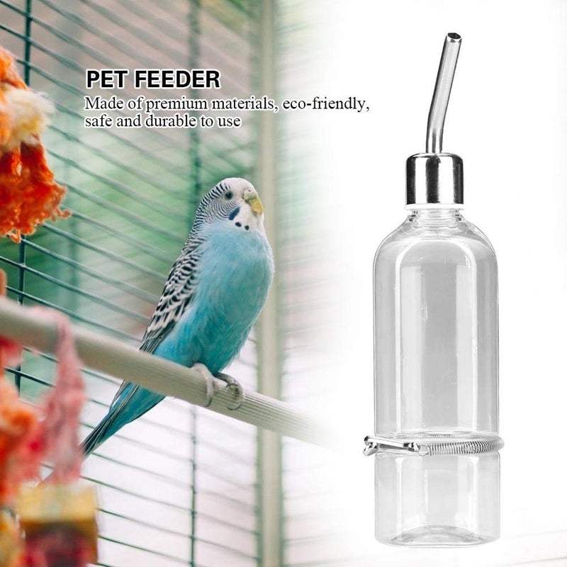 TOPINCN Parrot Water Feeder Automatic Drinking Fountain Ball Stainless Steel Nipple Parrot Bird Water Pet Feeding Bottle (L) L - PawsPlanet Australia