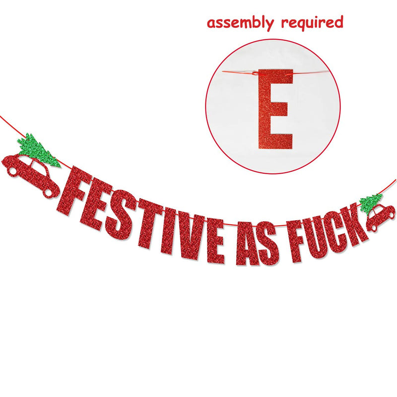 Festive as Fuck Banner for Funny/Rude Christmas Decorations Mantle Home Decor Festive - PawsPlanet Australia