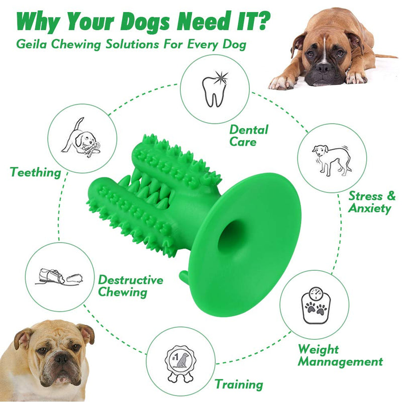 Dog Chew Toys Teeth Cleaning Toothbrush Toy with Suction Cup, Durable Puppy Teething Chew Toy Tough Pet Dental Oral Care Brushing Sticks Dogs Chewing Toys for Aggressive Chewers Small Medium Breed 13 cm Green - PawsPlanet Australia