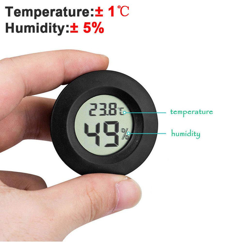 INRIGOROUS Reptile Thermometer, Pack of 2 digital hygrometer thermometer Gauge Terrarium Hygrometer Lizard Spider Tortoise Tank Switchable Celsius Fahrenheit (Black) Black - PawsPlanet Australia