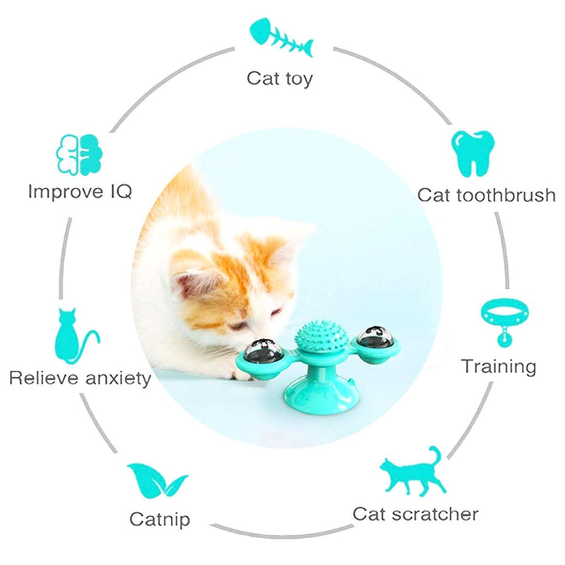 LEJGEQR Cat Toys for Indoor Cats,Interactive Cat Toy with Suction Cup Windmill Kitten Toys Cat Toothbrush Toy Kitty Toys with Hair Brush Turntable Massage Scratching Tickle for Cats Kitten Kitty - PawsPlanet Australia