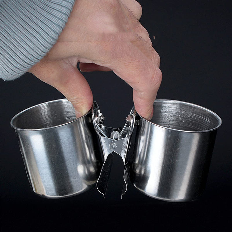 Qixuer 2 Pieces Bird Food Bowl,Stainless Steel Parrot Feeding Cups Animal Cage Water Food Bowl Bird Feeding Dish Cups Bird Feeder with 2 Pieces Bird Feeding Spoon for Cockatiels Chinchilla - PawsPlanet Australia
