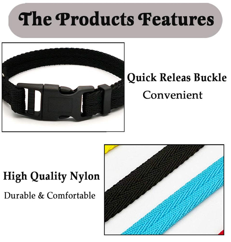 Moonpet Nylon Dog Collar - Heavy Duty Adjustable Durable Dog Collar for Small Medium Large Breeds Dogs-Black,M M:neck girth11.2''-16''*0.8''width Black - PawsPlanet Australia