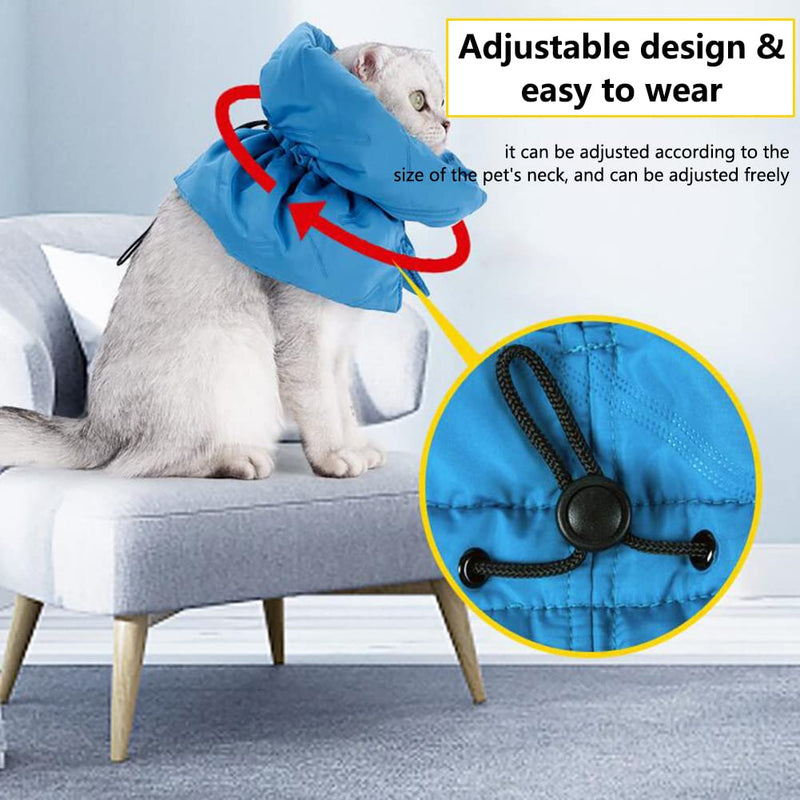 Cat Protective Collar Soft Cat Elizabeth Collar, Adjustable Pet Protective Collar, Neck Brace Cat Recovery Collar for Infections, Scratches, Post-Operative Recovery (Dark Blue+S) Cat Protective Collar - PawsPlanet Australia