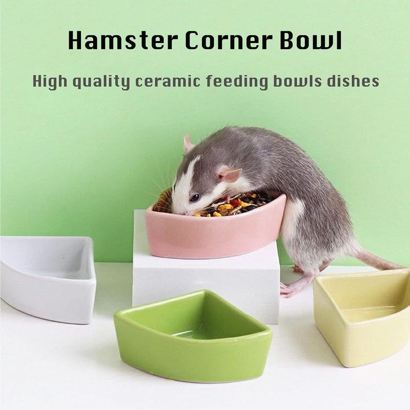 Hamster Ceramic Feeding Bowl Corner Bowls Dishes Small Animal Food Water Bowl for Hamster Gerbil Rat Guinea Pig Bird Reptile Blue Pink - PawsPlanet Australia